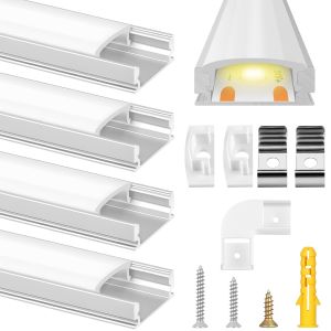 Kalanka-Flintronic Profil&eacute; Aluminium Led 1.2m(4 * 0.3m) Forme En U, Profil&eacute; Led Encastrable Pour Plaques De Pl&acirc;tre, Profile Alu Pour Ruban Led, Compact Finition Professionnelle Pour Ruban Led - Neuf