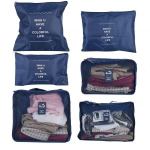 Hjlian Lot De 6 Sacs De Rangement Portables Et Etanches Pour Vetements Et Chaussures (Bleu Marine) - Neuf
