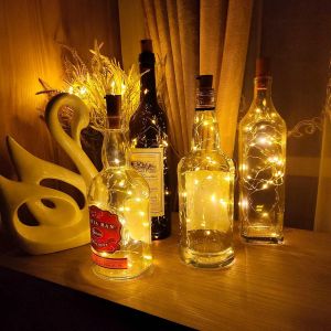 Guirlande LED Bouteille 2m 20LEDs Bouteille Lumineuse, LED Bouchon Bottle Light Étanche Fil D'argent Flexible Décoration pour Partie, Mariage (12 pièces, Blanc Chaud) - Neuf