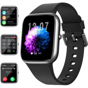 Montre Connectée Homme Femme, Répondre/Passer Des Appels, 1.85"" Hd Smartwatch Avec 110+ Modes Sportifs/Podometre/Sommeil/Cardiofrequencemetre, Etanche, Montre Intelligente Pour Android Ios (Noir) - Neuf