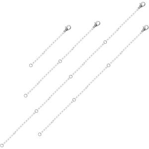 4 X Silver Necklace Extender, 5/10/15/20 Cm Chain Extension Necklace Extender Chain Extender Silver For Necklaces Bracelets Women Men (4 Sizes) - Neuf
