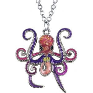 Kal-Collier Pieuvre Tentacule Pendentif Animaux Marins Pour Femme Fille Charms Bijoux Océan Cadeaux - Neuf