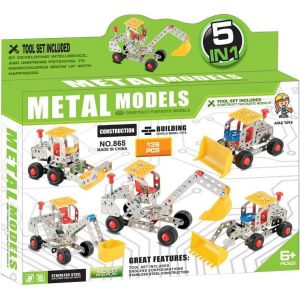 lbgwp60-Aole Ensemble De Construction Métallique 5 En 1, Véhicules De Construction, 139 Pièces, Jouet Éducatif Pour Enfants 6 Ans - Neuf