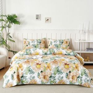 Parure De Lit 120X190/200 Cm En Microfibre, Ensemble De Draps 3 Pièces Imprimée, Drap Housse Ajustable 120X200 Cm Cm, Drap Plat 1 Personne 180X250 Cm Et 1 Taie D'Oreiller 50X80, Voyage Fleur Orange - Neuf