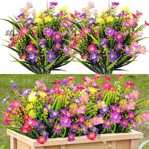 6 Fleurs Artificielles d'Ext&eacute;rieu Color&eacute;es Plante Deco Exterieur Jardin aux UV pour l'Ext&eacute;rieur Bouquets de Fleurs S&eacute;ch&eacute;es en Plastique Convient pour Mariage D&eacute;coration de Jardin - Neuf