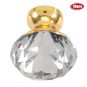 HJLIAN Lot de 10 poignees de porte et tiroir en cristal pour placard, meuble, accessoire - Neuf