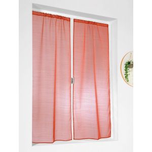 Eryi-Voilage Paire De Vitrage - Passe Tringle - Orange Terracotta - 60x140cm - 100% Polyester - Certifié Oeko -Tex - Tissé Et Teint En France - Collection Etamine Givrée - Neuf