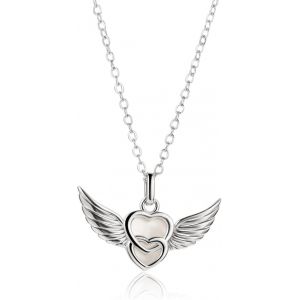 Kal-Ailes D'ange Chaîne 925 Argent Sterling Avec Pendentif Coeur Aile D'ange Pour Femmes Dames,Délicat Coeur Amour Collier Amitié Chaînes Bijoux Cadeaux Pour Bébé Enfants Fille Baptême Communion - Neuf
