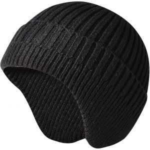Jexnovashop-Bonnet Tricot&eacute; Unisexe Chaud L'hiver Garder Au Chaud Chapeau De Seau Prot&eacute;ger Les Oreilles Couleur Unie R&eacute;tro Ski Doubl&eacute;e Polaire - Neuf