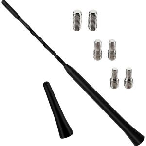 2 Pi&egrave;ces Mini Antenne Voiture Courte, FM/AM Tige d'antenne de Voiture, Mini Antenne de Voiture Universelle, avec 6 Vis M4/M5/M6, pour la R&eacute;ception Radio FM/AM (23 + 6.5cm) - Neuf