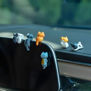 KALANKA-6 Pcs D&eacute;coration Voiture Int&eacute;rieure Chat Mignon,Figurines en R&eacute;sine pour Tableau de Bord,Accessoires Voiture Int&eacute;rieur,Ornements de Chat pour R&eacute;troviseur,D&eacute;coration Chaton, Mini Accessoires d - Neuf