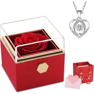 Fleur Eternelle Avec Bijoux Collier Cadeau St Valentin Femme Rose Eternelle Cadeau Personnalisé Anniversaire Cadeaux Pour Soeur Maman Amie Femme Mamie Saint Valentin Fete Des Grands Meres - Neuf
