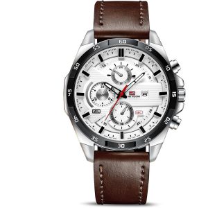 Eryi-Montres Pour Hommes, Montre Chronographe De 55mm, Montre À Analogique Quartz Avec Bracelet En Cuir Et Date, Grand Cadran Mode Affaire Montres-Bracelets Cadeau Elégant Pour Homme - Neuf
