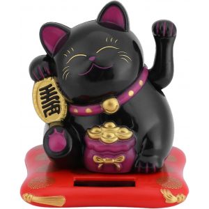 Sansh-Chat Porte Bonheur, Chat Maneki Neko, Maneki Neko Fortune Cat Figurine Chat Avec Bras Mobile À L'energie Pour Voiture Maison Bureau - Neuf