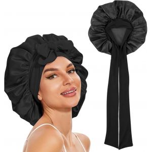 1 Bonnet en Satin, Bonnet en Soie pour Dormir, Bonnet de Cheveux r&eacute;glable pour Dormir, Bande &eacute;lastique, Bonnet en Satin pour Tous Les Types de Cheveux (Violet Clair) - Neuf