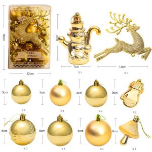 Lot de 30 boules de Noël décoratives (dorées), pour sapin de Noël - Neuf