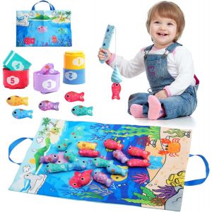 TDRFL-Jouet Montessori Pêche A La Ligne Pour Enfant 1 2 3 Ans,Jouet 1 An Fille Garçon,Jouet Bébé 6 Mois Cadeau Pour Bébé 1 An Enfant 1 2 3 Ans - Neuf