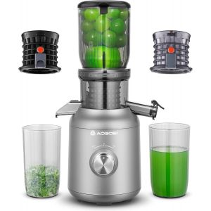 Extracteur De Jus Aobosi 250W-Extracteur De Jus De Fruits Et L&eacute;gumes Avec Un Diam&egrave;tre De 103Mm Et 2 Filtres Sans M&eacute;tal-1.2L Extracteur Jus Avec 2 Brevets Et 40 Minutes De Protection Thermique, Gris. - Neuf