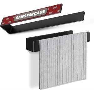 Porte-Serviettes sans per&ccedil;age - Bande adh&eacute;sive de Montage & Surface adh&eacute;sive Extra Large - Porte-Serviettes en Acier Inoxydable &agrave; Coller (Acier Inoxydable bross&eacute;, 22) - Neuf