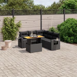 Prolenta Premium - Salon De Jardin 6 Pcs Avec Coussins Noir R&eacute;sine Tress&eacute;e - Neuf