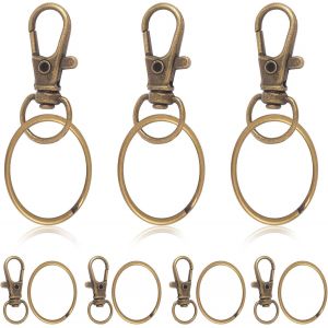 KAL-Mousqueton Anneau Porte Clef M&eacute;tal 84 Pi&egrave;ces Anneaux, Attache Porte Cl&eacute;, Fermoir Mousqueton, Pivotant Keychain, Crochet Porte Clef Pour Bijoux Gadget Diy D&eacute;coratio&iquest;Vintage&iquest; - Neuf