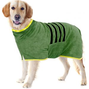 Jgd-Peignoir Pour Chien En Microfibre, Ultra Absorbant Et &Agrave; S&eacute;chage Rapide, Avec Fermeture Et Bande Thermor&eacute;tractable R&eacute;glable Pour Chiens Grands, Moyens Et Petits - Neuf