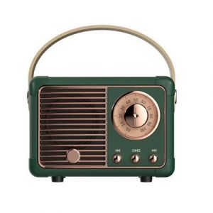 Enceinte radio portable sans fil vintage verte avec basses riches en son st&eacute;r&eacute;o, style r&eacute;tro charmant, compatible Bluetooth/cl&eacute; USB/carte TF/AUX - Neuf