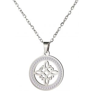 Kal-Collier En Acier Inoxydable Avec N?ud De Sorcière Celtique Pour Homme Et Femme - Pendentif En Forme De N?ud De Sorcière Géométrique - Amulette Magique Wiccan Païenne - Cadeau D'anniversaire - Neuf
