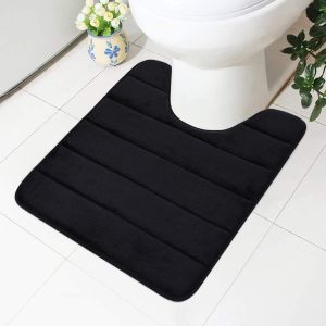 Tapis de bain en mousse à mémoire de forme (noir, 50 x 60 cm) - Envers antidérapant - Doux - Absorbant l'eau - Pour toilettes et salle de bain, mousse à mémoire de forme - Neuf