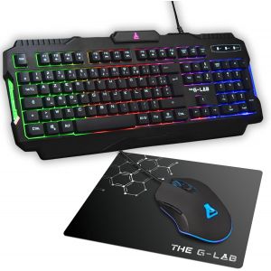 KALANKA-- Combo Hélium - Ensemble Gaming 3 en 1 - Clavier Gamer Azerty Rétroéclairé, Souris Gamer 6400 Dpi, Tapis De Souris Antidérapant - 6 Touches Anti-ghosting - Pack PC/PS4/PS5/XBOX - Neuf