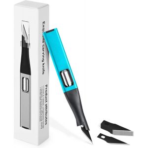 TEPPD-EHDIS Scalpel avec 10 lames de Antirouille, Cutter de Précision avec Poignée en alliage d'aluminium, Scalpel Modelisme, pour Découpe de Travail d'art Bricolage, Sculpture, Bleu - Neuf