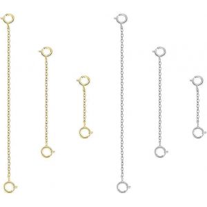 Lot De 6 Rallonges De Collier En Argent Sterling 925, 3 Tailles, Rallonge De Cha&icirc;ne Dor&eacute;e/Argent&eacute;e Amovible, Rallonge De Cha&icirc;ne Pour Collier, Bracelet Et Cheville. - Neuf