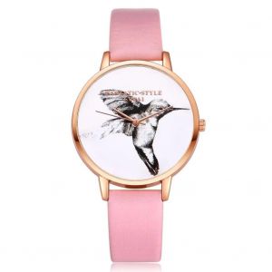 Lvpai Mode Femmes M&eacute;tal Quartz Mouvement Montre-Bracelet Pu Bracelet Accessoire (Rose) - Neuf