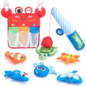 Ulteronixshop-Jouet de Bain B&eacute;b&eacute; 1 an, Jouets de P&ecirc;che Magn&eacute;tiques avec Sac de Rangement pour Tri des Couleurs, Anti-Moisissure Jouet pour Le Bain et la Douche, Jouet Montessori Cadeaux Enfants 1 2 3 - Neuf