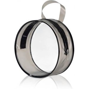 Sac Cosmétique Rond En Pvc Transparent Avec Fermeture Éclair, Sac Cosmétique Portable Pour Femme, Organisateur De Maquillage, Salle De Bain, Voyage, Noir - Neuf