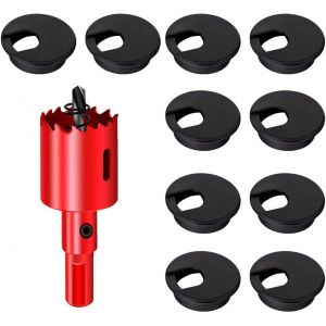 ASFASFq-Lot de 10 ?illets de Bureau, 35mm Passe-câble de Bureau Passe-câble de Bureau, Solution Idéale pour Le Bureau et la Maison Câble de Table, avec Scie Cloche (Noir, 35mm) - Neuf