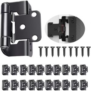 Charni&egrave;res d'armoire - 10 pack de 5 paires de 1/2 pouces superpos&eacute;s charni&egrave;res invisible avec Amortisseur Int&eacute;gr&eacute; M&eacute;canisme de Fermeture Automatique Standard Charni&egrave;re (Noir) - Neuf