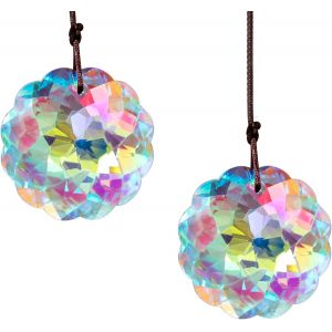 Mevronisshop-Lot De 2 Pendentifs Attrape-Soleil En Cristal Couleur Ab En Forme De Datura Arc-En-Ciel Feng Shui &Agrave; Suspendre (45 Mm) - Neuf