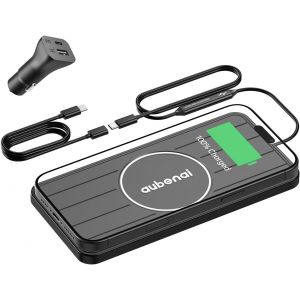 JGD-Chargeur de voiture sans fil, chargeur rapide de 15 W avec c&acirc;ble d'extension de 70 cm, tapis de chargeur de t&eacute;l&eacute;phone sans fil antid&eacute;rapant compatible avec iPhone 16/15/14/13, AirPods, Samsung - Neuf