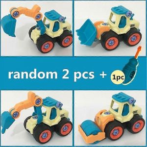 4pcs / 2pcs Construction Toy Engineering Car Fire Truck Screw Build And Take Apart Great For Kids Boys, Educational Toy Diy - Neuf