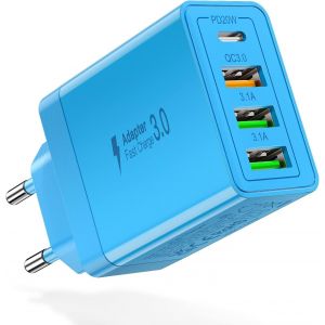 Kal-Chargeur Usb C,35w Chargeur Rapide , Alimentation Usb C 4 Ports (Pd20w / Qc3.0/3.1a * 2) Compatible Avec Iphone,Série Lg,Huawei,Blackberry,Samsung Galaxy S20 S20 + Etc. - Neuf