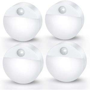 Veilleuse Avec Détecteur De Mouvement, 6pcs Veilleuses Led Pour Armoire, Veilleuse À Piles Avec Marche/Arrêt Automatique, Veilleuse Pour Enfants Pour Escaliers, Chambre À Coucher - Blanc - Neuf