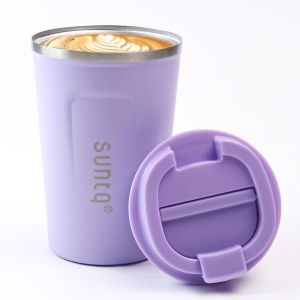 Eryi-Tasse À Café À Emporter En Acier Inoxydable - Gobelet Isotherme À Double Paroi Isolée - Tasse À Café Avec Couvercle Anti-Fuite Réutilisable (Violet, 380 Ml) - Neuf