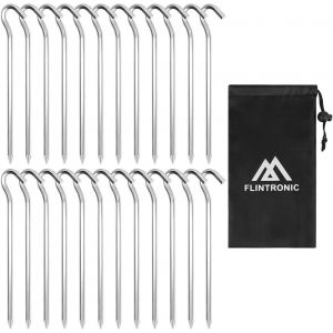 Eryi-Piquets De Tente, Lot De 24 Sardines De Fixation Sol En Alliage D'aluminium, Piquets Ancrage Avec Crochets En J, Portable, Antirouille, Pour Jardin, Camping, Pêche Et Tentes - 23 Cm - Neuf