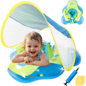Bouee Bebe Avec Pare Parasol Bouet Piscine Bébé Avec Une Boule Flottante Avec Siège De Sécurité Flotteur Piscine Bébé Protection Uv Upf50+ Bouee Gonflable Enfant - Neuf