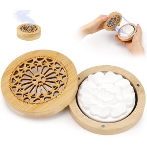 Trahoo-Diffuseur D'huiles Essentielles Pierre Diffuseur Pierre &Agrave; Parfum En Pl&acirc;tre Dans Une Bo&icirc;te Avec Bo&icirc;te &Agrave; Parfum En Bois Pour Bureau Salon Salle De Bains - Neuf