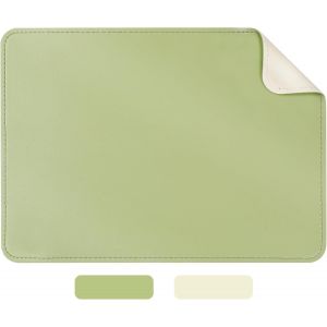 DDA-Tapis Souris 280x200 mm, Tapis de Souris PU Cuir, Sous Main Bureau pour Ordinateur Portable, Bloc-Notes - Double Face (Beige, Vert) - Neuf