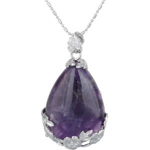 Protection Collier Pendentif En Pierre Semi-Precieuse Avec Chaîne, Forme Goutte D'eau Collier Pour Femmes Et Hommes, 22.8 - Neuf