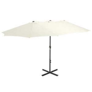 Prolenta Premium - Parasol D'ext&eacute;rieur Et Poteau En Aluminium 460x270 Cm Sable - Neuf