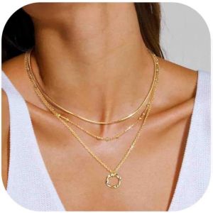 Kal-3pcs Collier Femme Or Collier Acier Inoxydable Femme Collier Pendentif En Argent Avec Croix Perles C?ur Chaîne Serpent Or Collier Ras De Cou Réglables Chaine Bijoux Avec Coffret Cadeau - Neuf